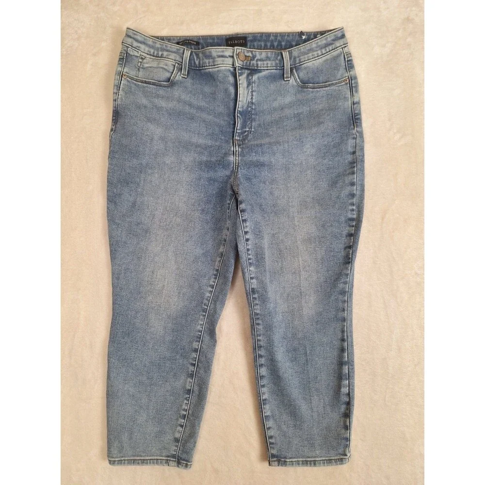 Talbots Jegging Crop Jeans Womens 16P Blue Denim Stretch Pockets Classic Acid